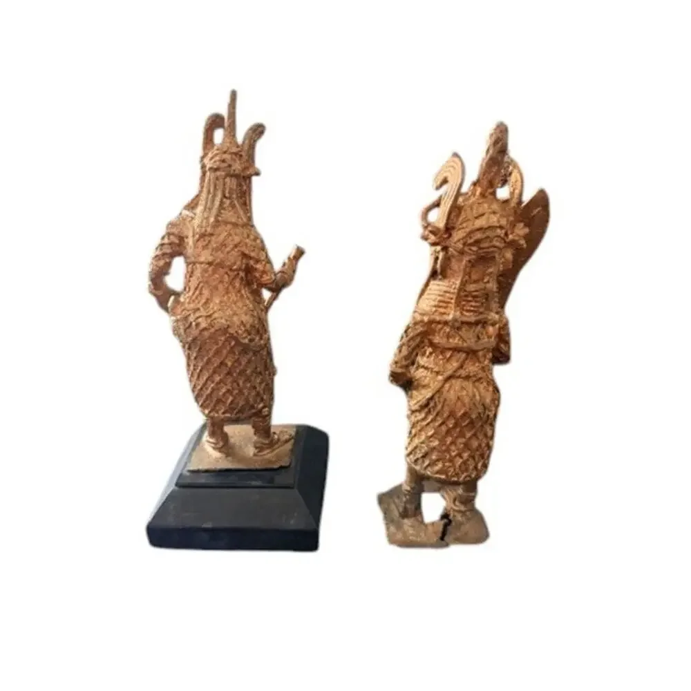 African Benin Style Bronze Warrior Figures (Set of 2) 🌍